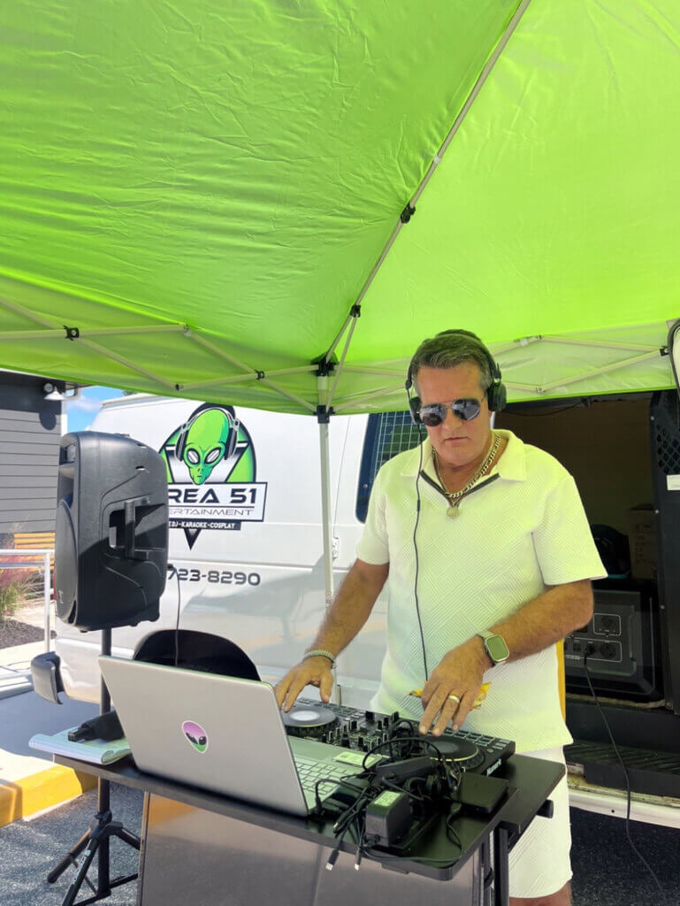 DJ Area 51 entertainment at 55+ community, Rolling Greens Village in Ocala, FL.