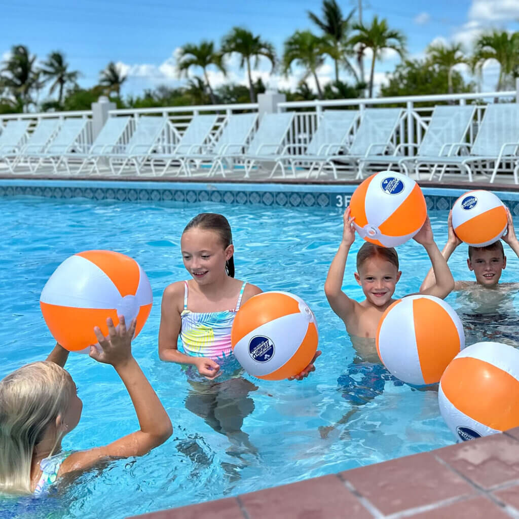 Kids playing in the rooftop swimming pool at Big Pine Key Rv Park in Florida