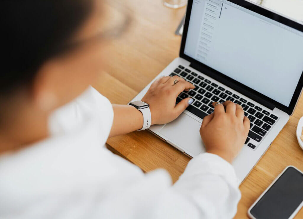 A person using a laptop computer