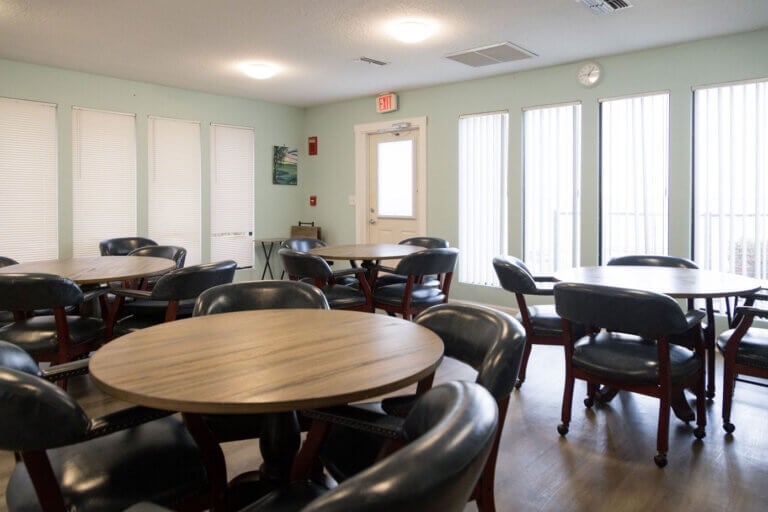 The card room at Lake Griffin Harbor Village in Leesburg, Florida.