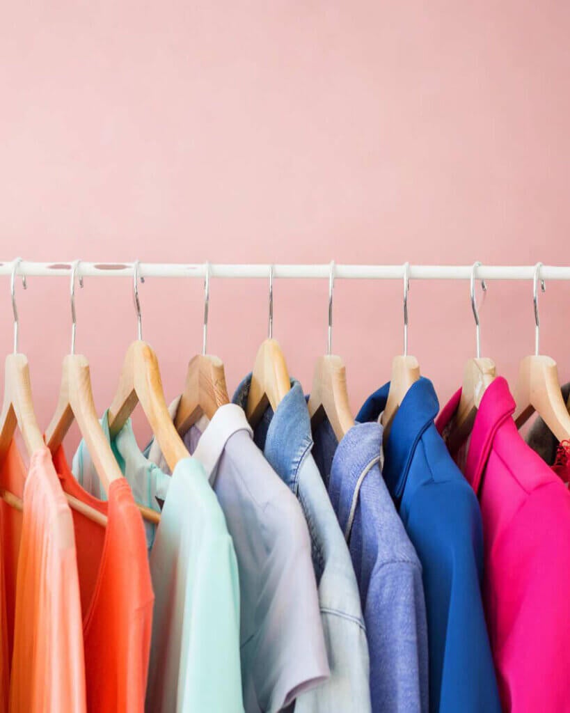 Rack of clothing on hangers