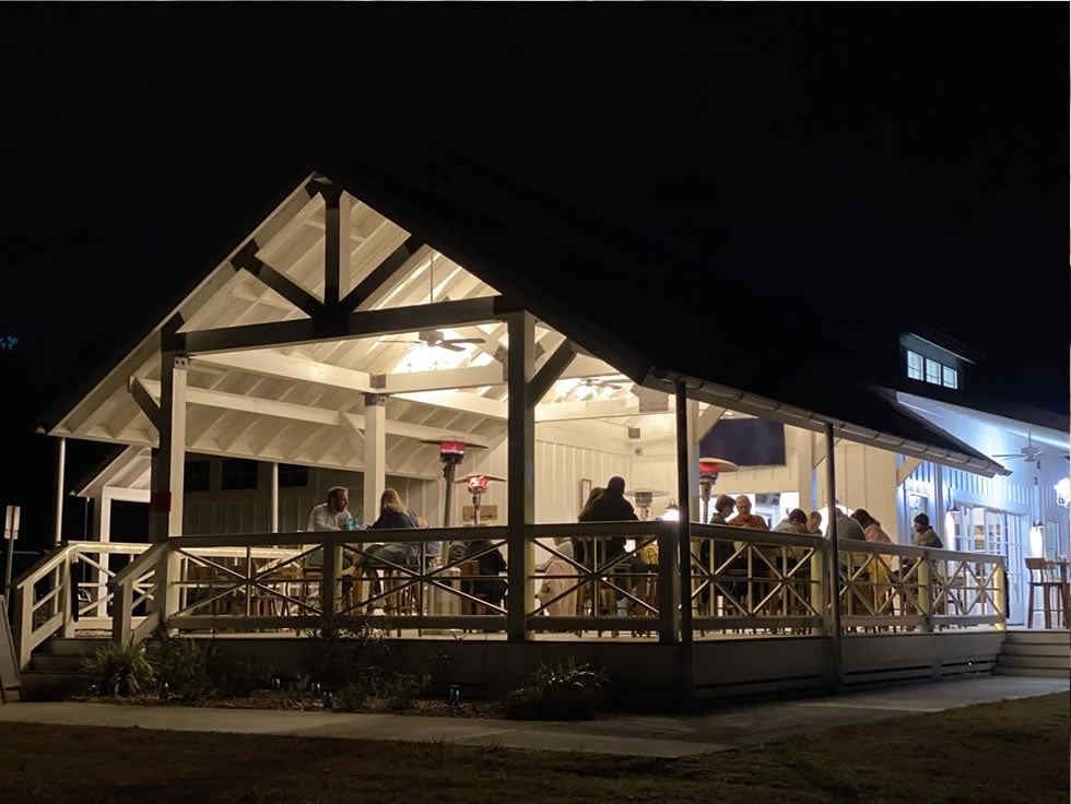 CreekFire Restaurant at night