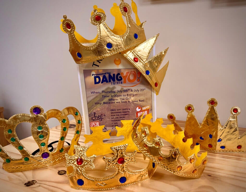 Dangyo trivia crowns for the winners at Cypress Lakes Village.