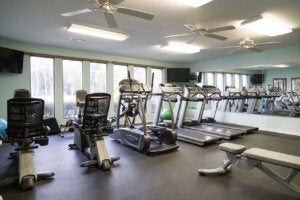 The updated fitness center at Lake Griffin Harbor Village in Leesburg, Florida.
