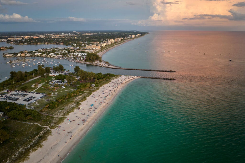 Sarasota beach aerial view