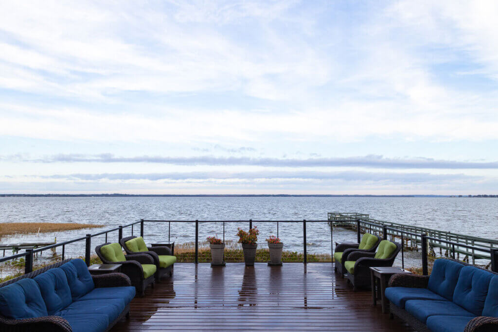 The view of Lake Griffin from the new patio at Lake Griffin Harbor Village in Leesburg, Florida.