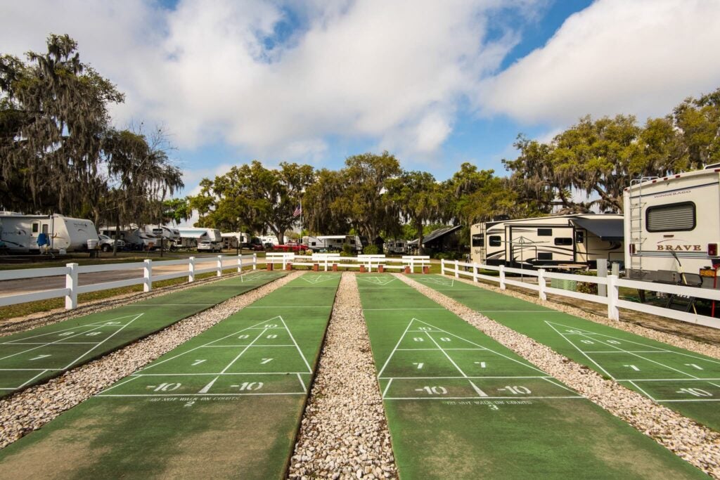 Shuffleboard courts and RVs