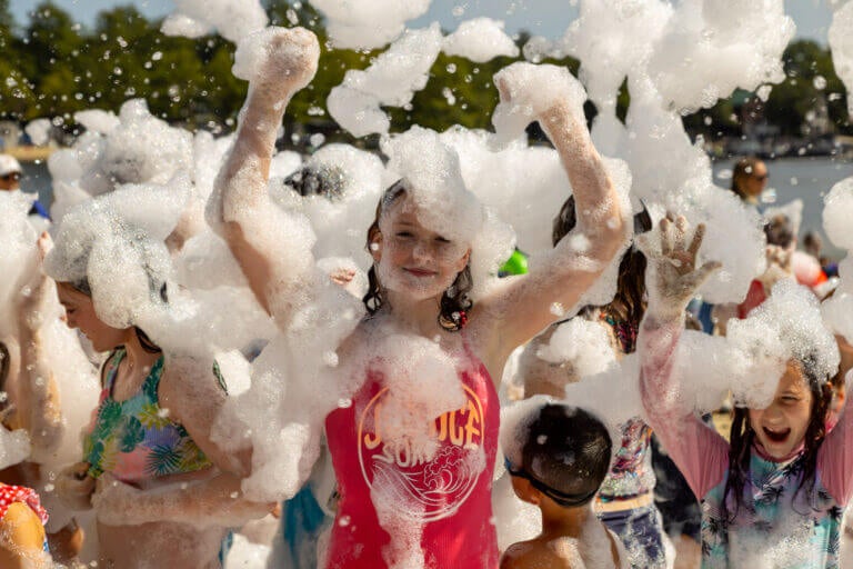 girl covered in foam at foam party