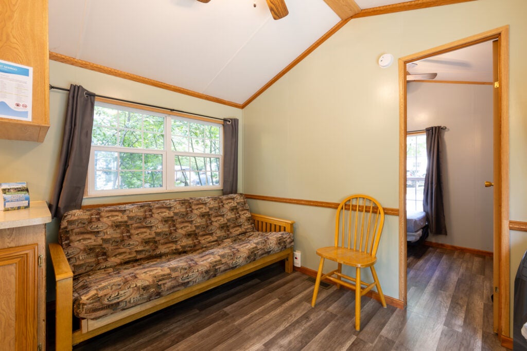 Futon and doorway to bedroom