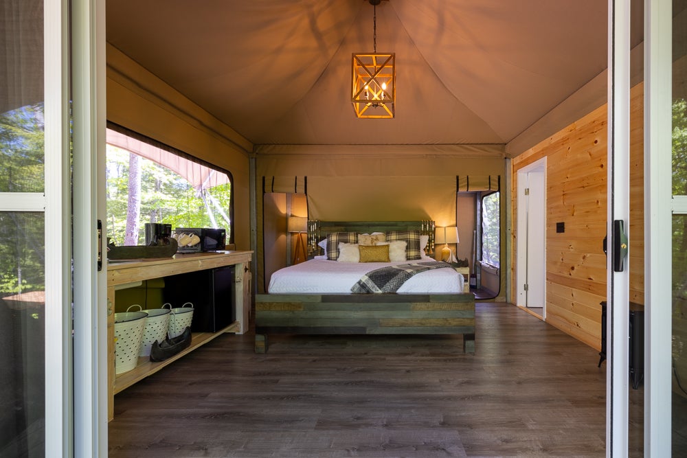 glamping tent bedroom