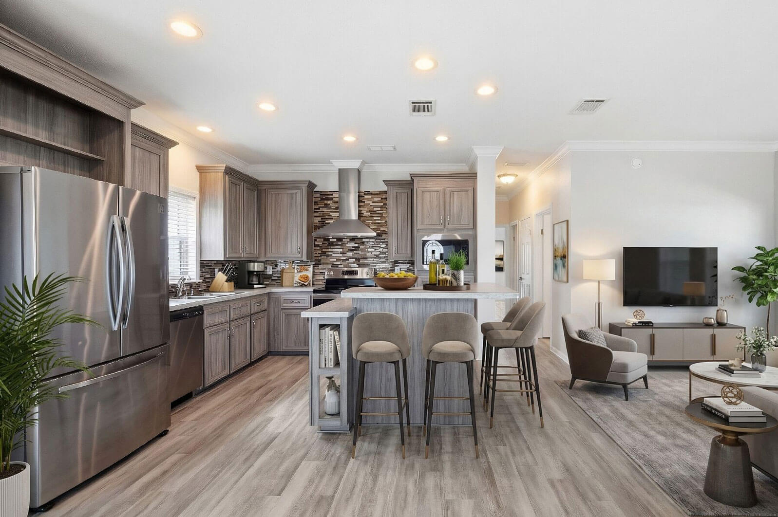 Staged kitchen at Estero bay Village in Estero, Florida.