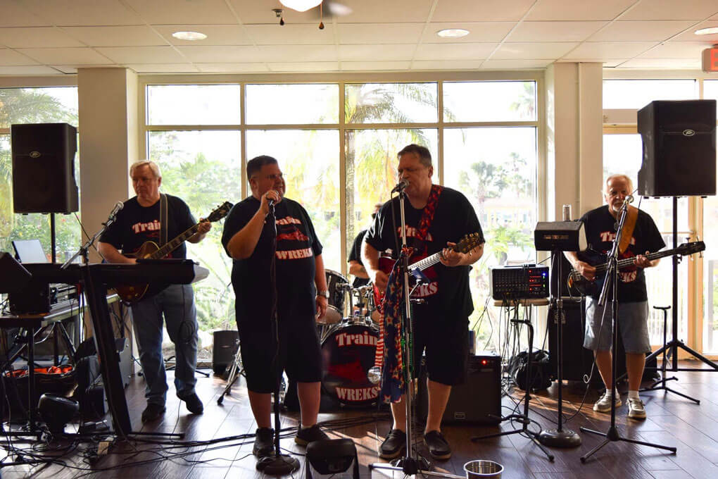 The Train Wreck Band playing ay Cypress Lakes Village in Florida.