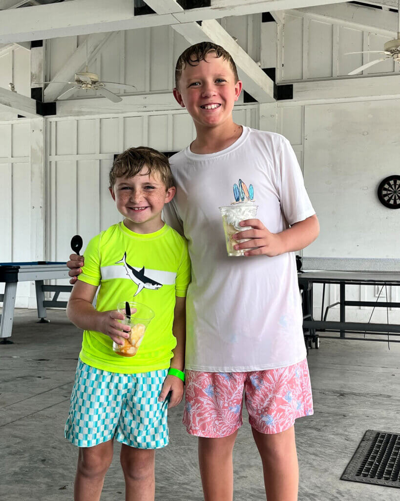 Two boys with ice cream at CreekFire RV Resort in Savannah.
