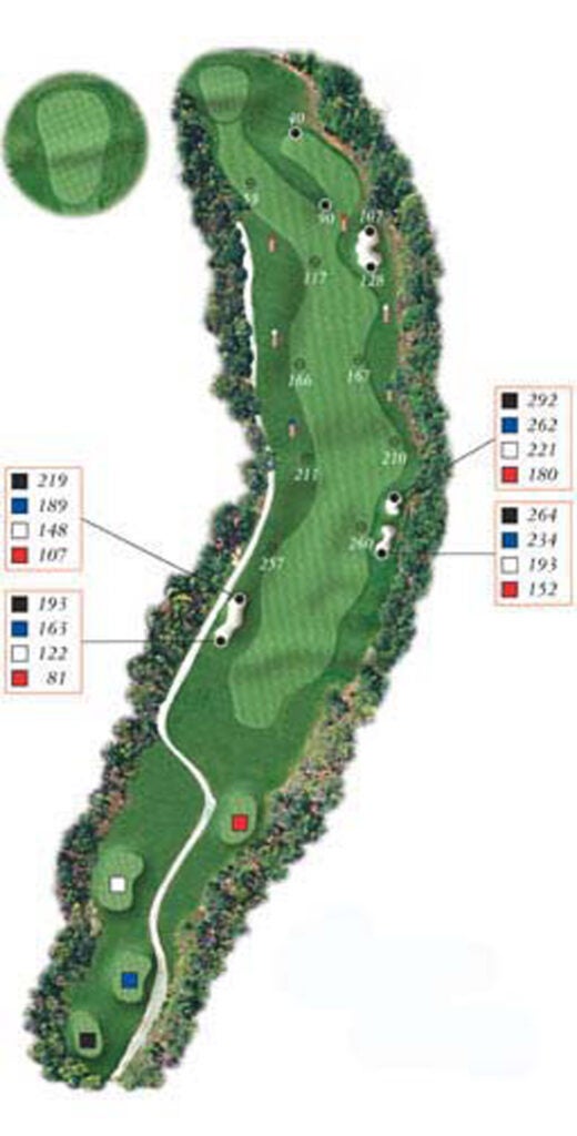 Layout of Point Sebago Golf course hole 1