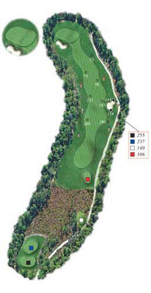 Layout of Point Sebago Golf course hole 10