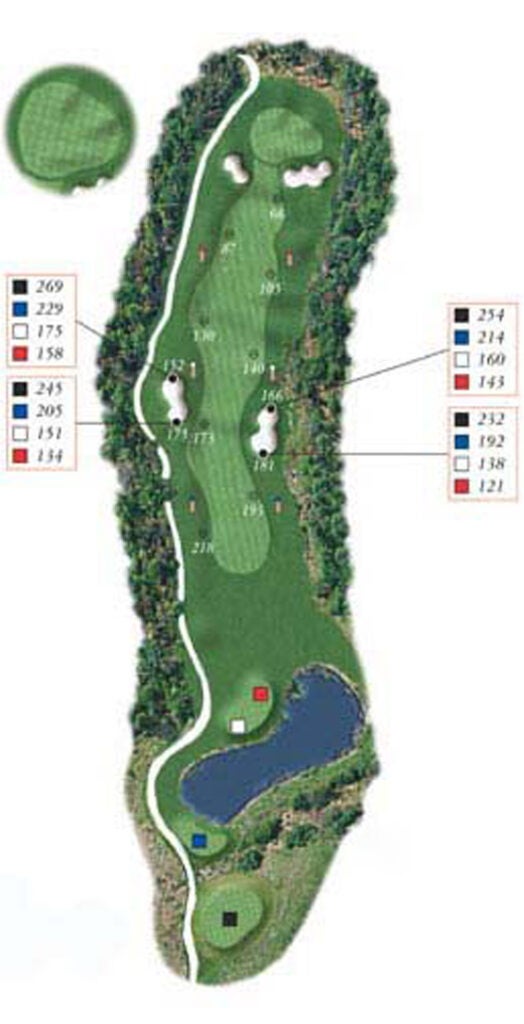 Layout of Point Sebago Golf course hole 16