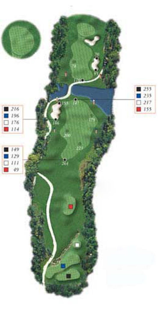 Layout of Point Sebago Golf course hole 3