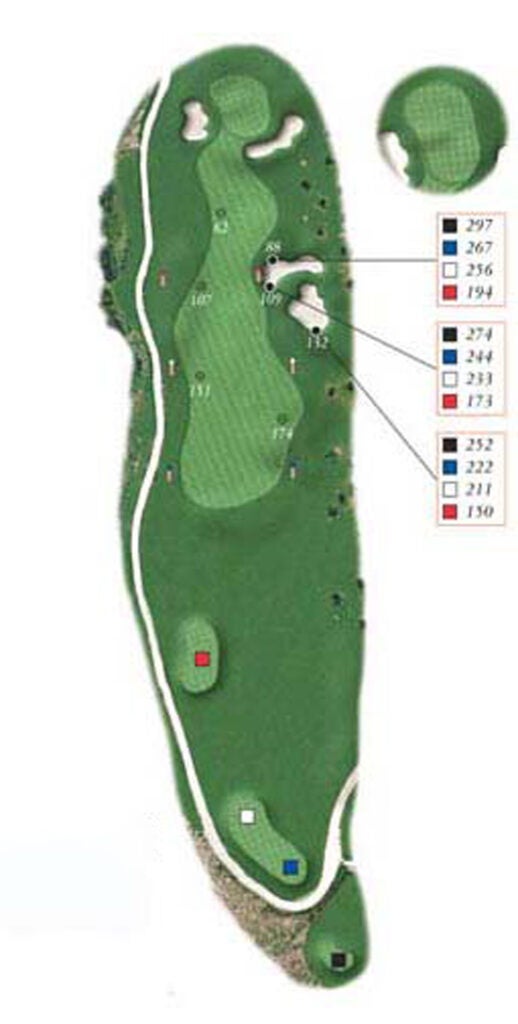 Layout of Point Sebago Golf course hole 6