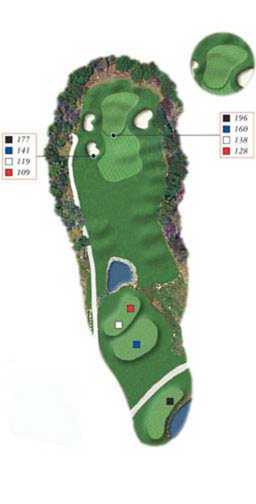 Layout of Point Sebago Golf course hole 8