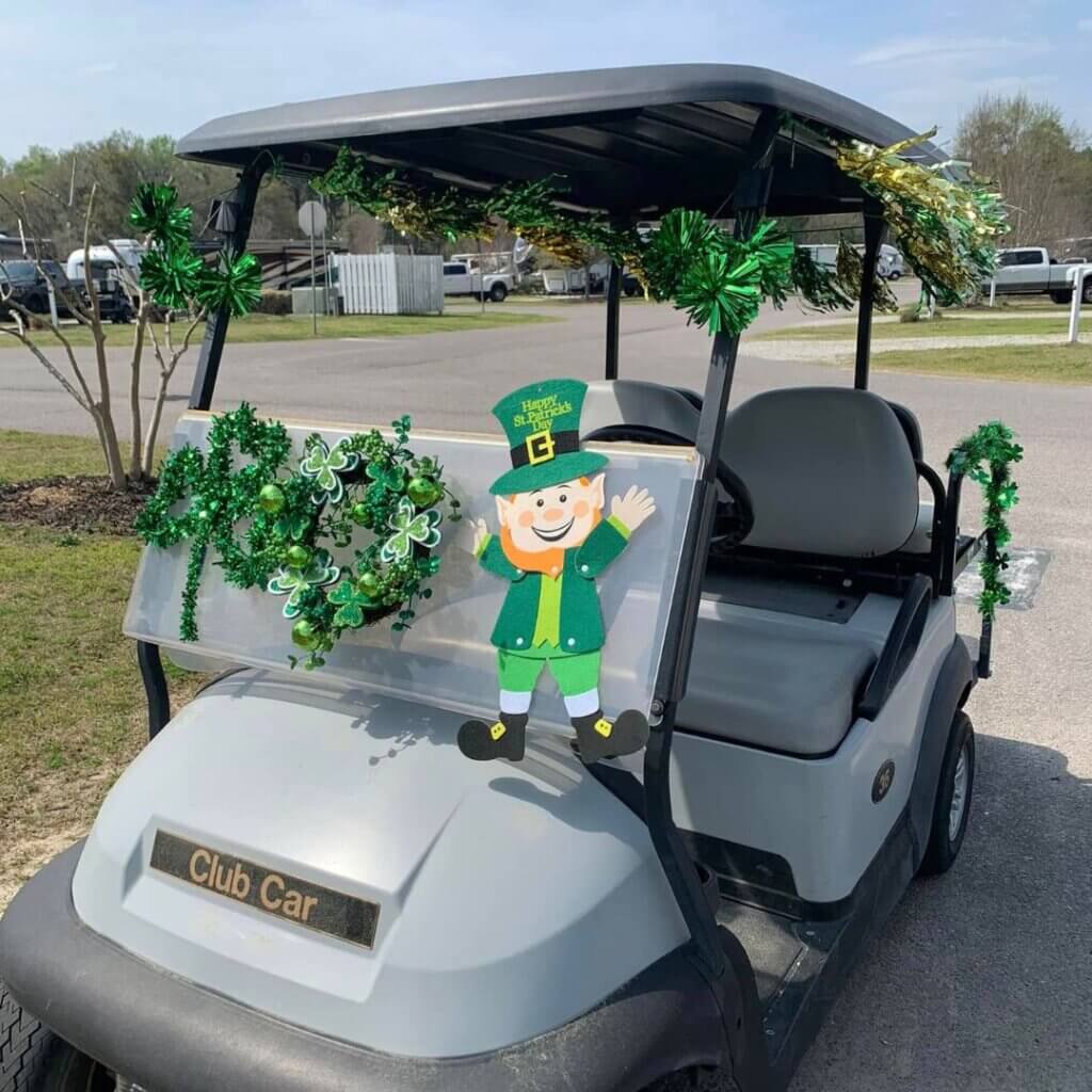 Golf cart parade at CreekFire RV Park in Savannah, Georgia