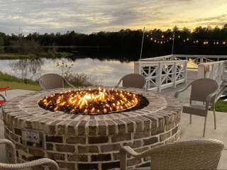 lake and fire pit at Creekfire