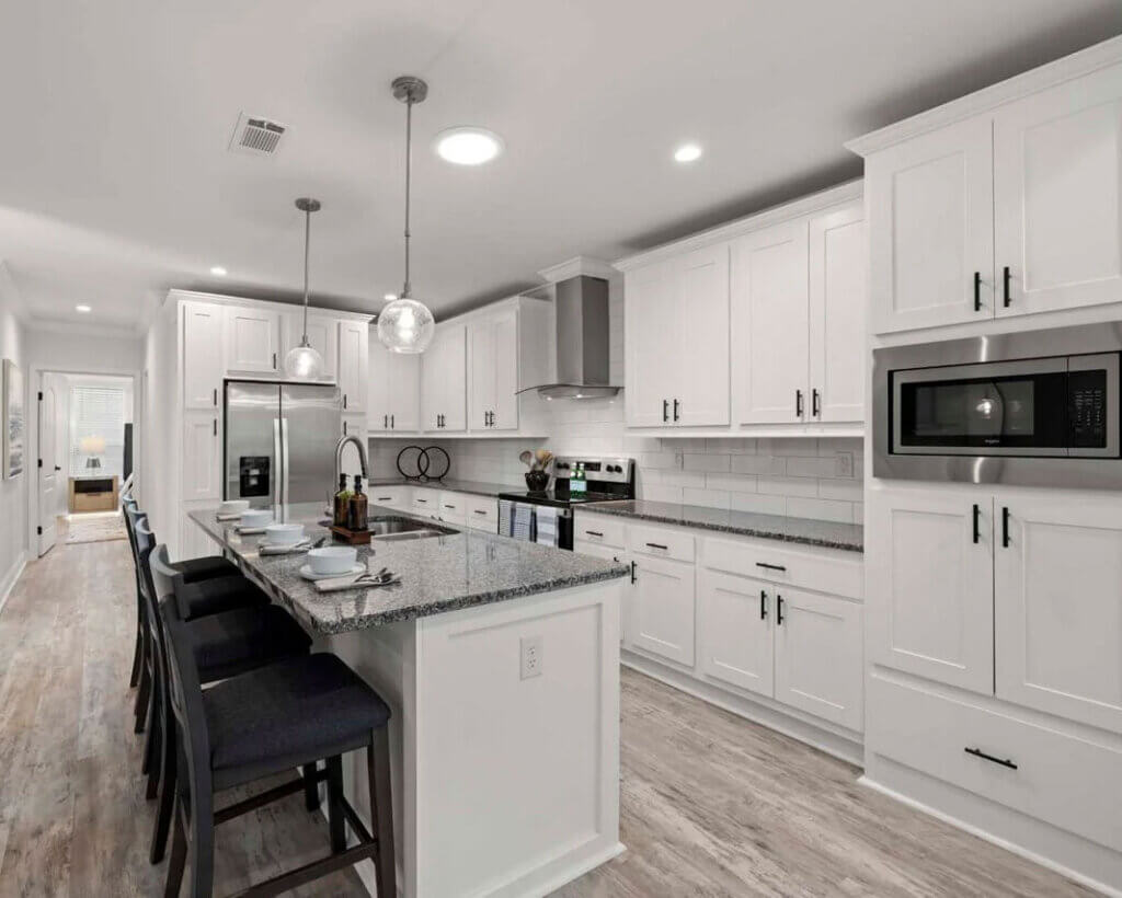 Brand new kitchen inside a manufactured home in Tarpon Springs, Florida at The Meadows.