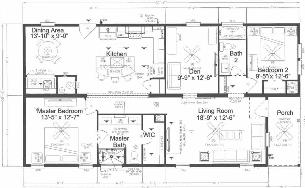 A Palm Harbor Homes floor plan available at The Meadows in Tarponm Springs, Florida.