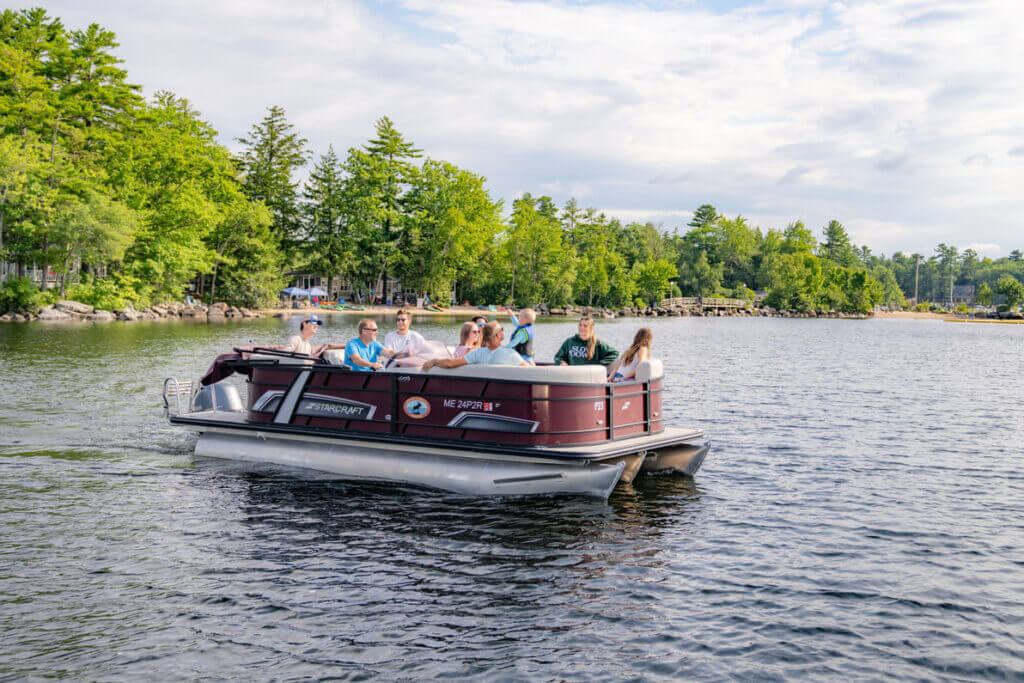 Boating on Sebago Lake in Maine.