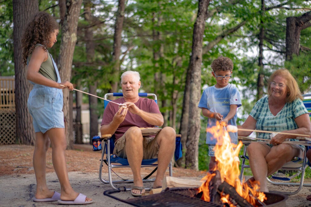 Point Sebago s'mores around the campfire.