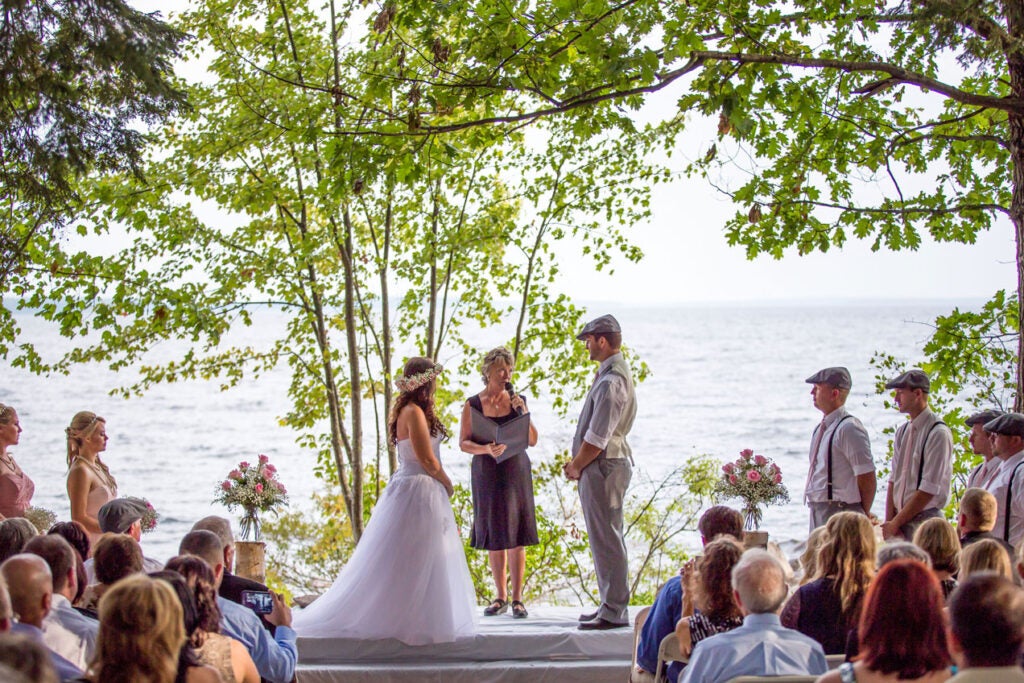 Lakeside wedding venue at Point Sebago Resort in Casco, Maine