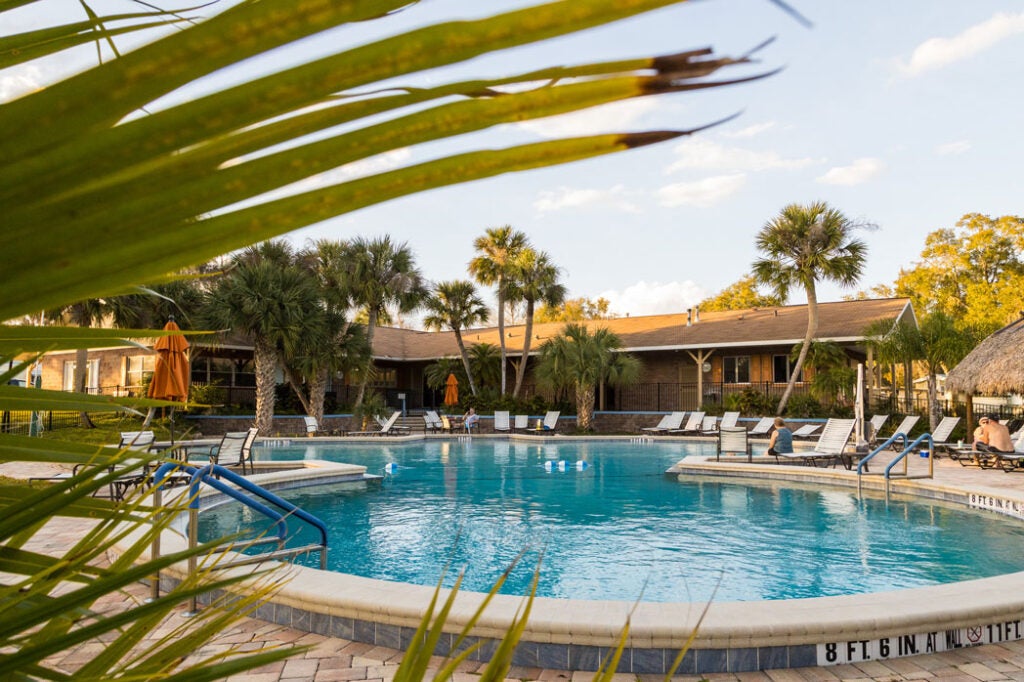 Swimming pool at Holiday RV Park in Leesburg, Florida.