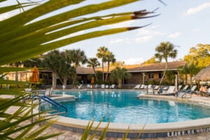 Swimming pool at Holiday RV Park in Leesburg, Florida.