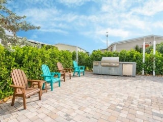 The patio and grill at The Waters in Melbourne Beach, Florida.