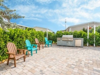 The patio and grill at The Waters in Melbourne Beach, Florida.