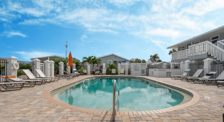 The swimming pool at The Waters in Melbourne Beach, Florida.