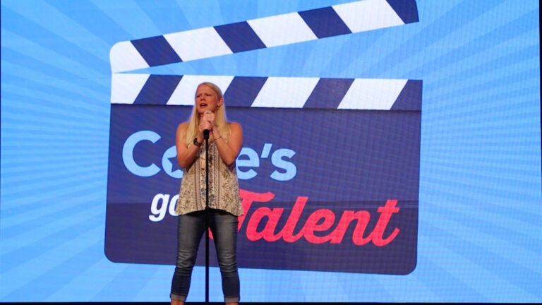 Natalie White competes in Cove's Got Talent at Point Sebago Resort in Casco, Maine.