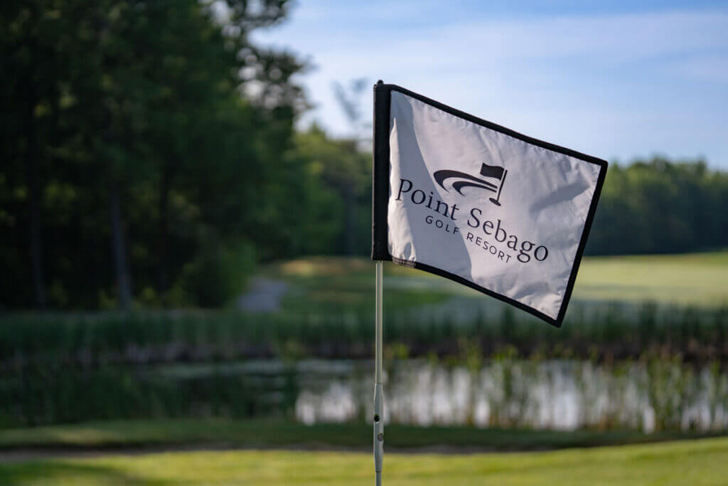 Flag at Point Sebago Golf Course in Casco, Maine.