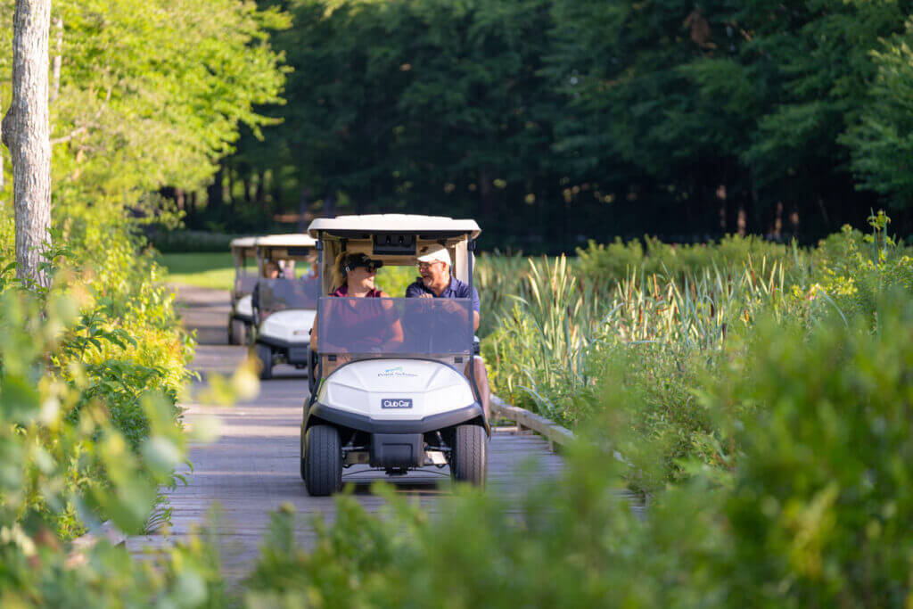 Golf cart at Point Sebago Golf Course in Casco, Maine.