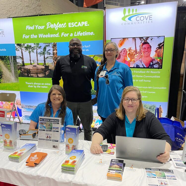 Cove Communities team members at the Florida RV SuperShow in Tampa.