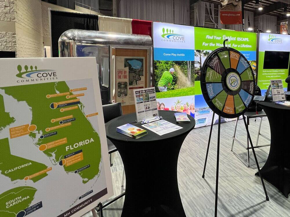 Cove Communities booth at the Florida RV SuperShow in Tampa.