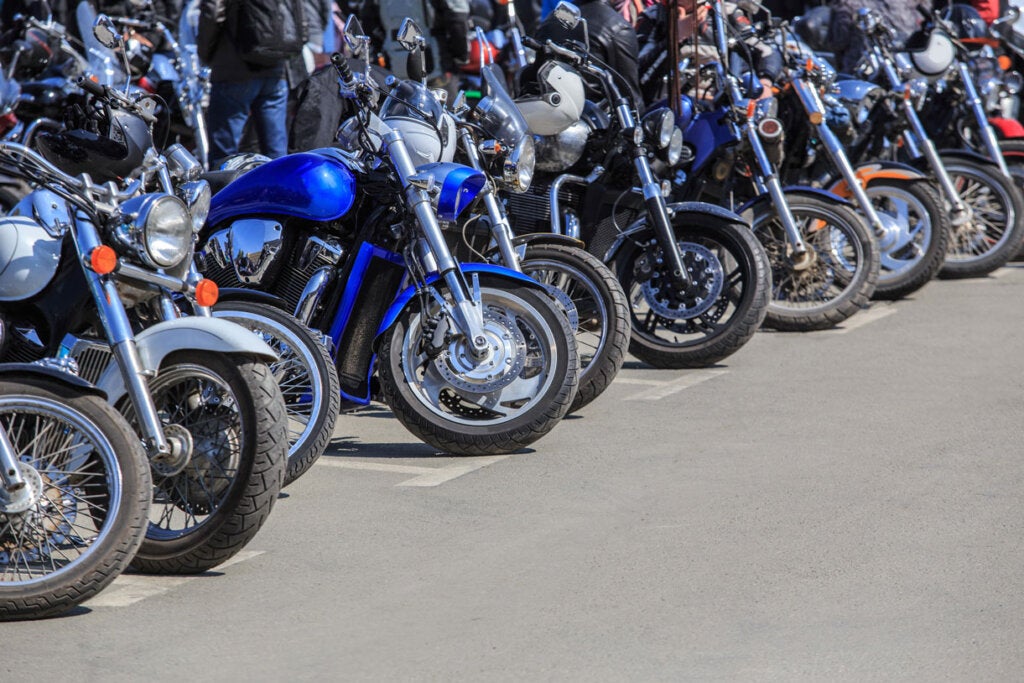 Motorcycles in the parking lot on summer day