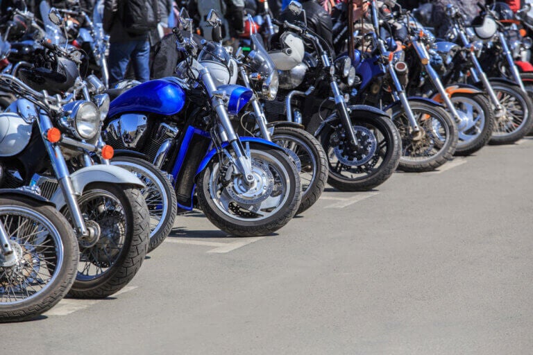 Motorcycles in the parking lot on summer day