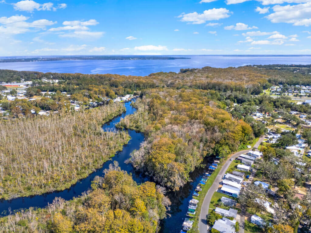 Waterfront RV Park at Holiday RV Park in Leesburg, Florida.