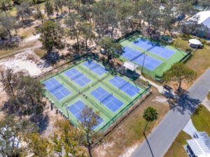 Tennis courts and pickleball courts available at Holiday RV Park in Leesburg, Florida.