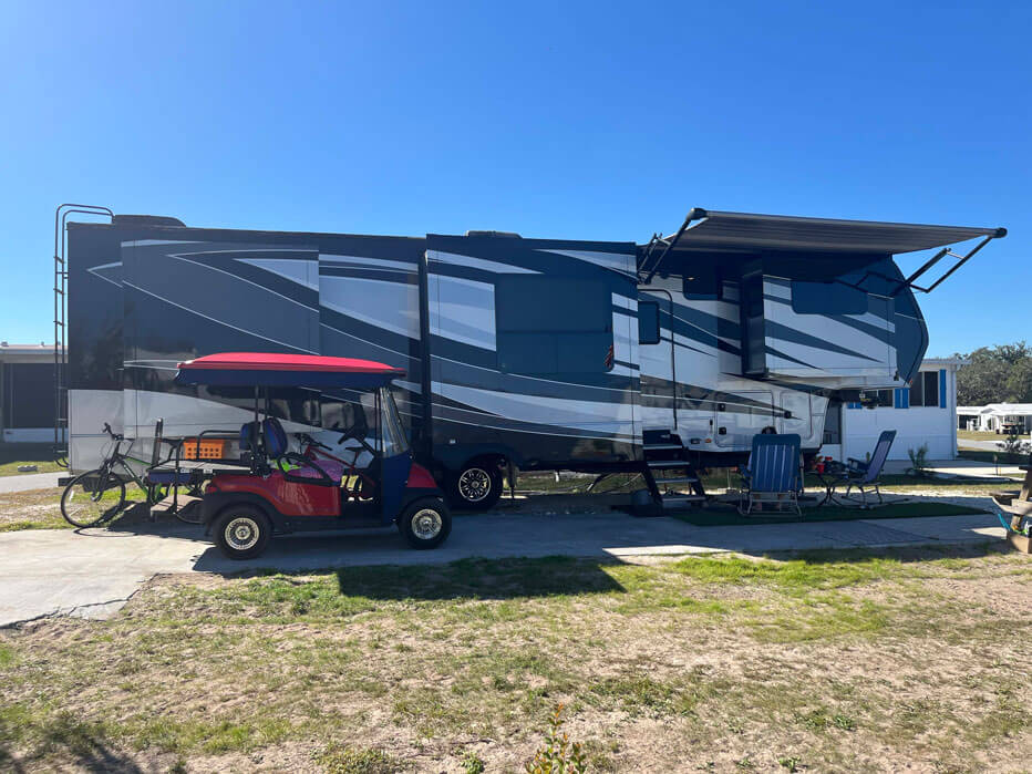 RV parked at Holiday RV Park in Florida.