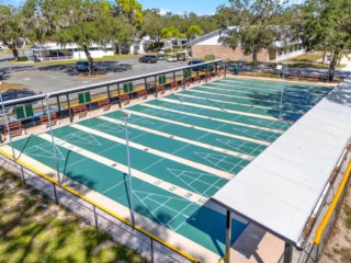 Shuffleboard courts at Holiday RV Park in Leesburg, Florida.