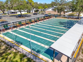 Shuffleboard courts at Holiday RV Park in Leesburg, Florida.