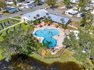 Swimming pool at Holiday RV Park in Leesburg, Florida.