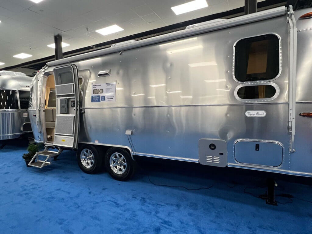 Exterior of the Airstream Flying Cloud travel trailer at the RV SuperShow in Tampa