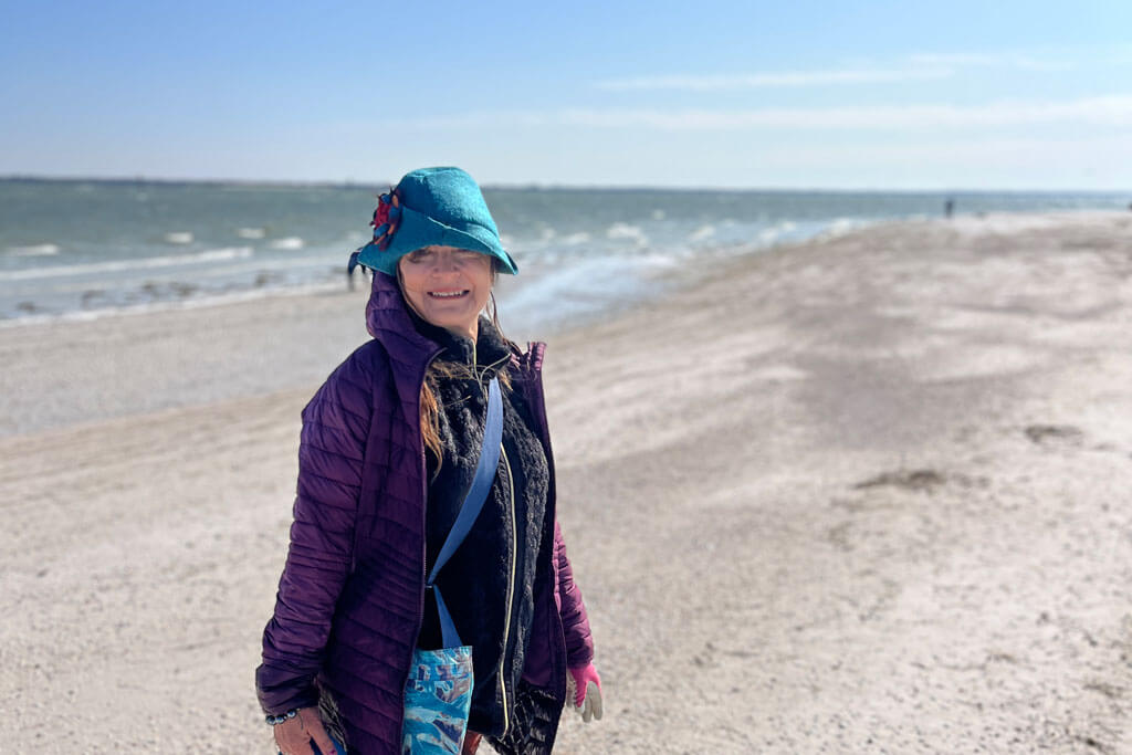 Sun Valley resident on the beach at Anclote Key Beach, Florida